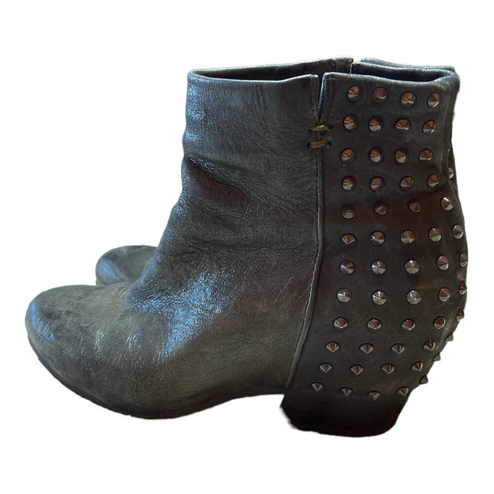 Gentle Souls Brown Black Leather Studded Heel Booties Women's Size 8.5